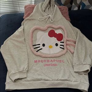 Hello Kitty Gray and Pink  Hoodie could fit large to xl